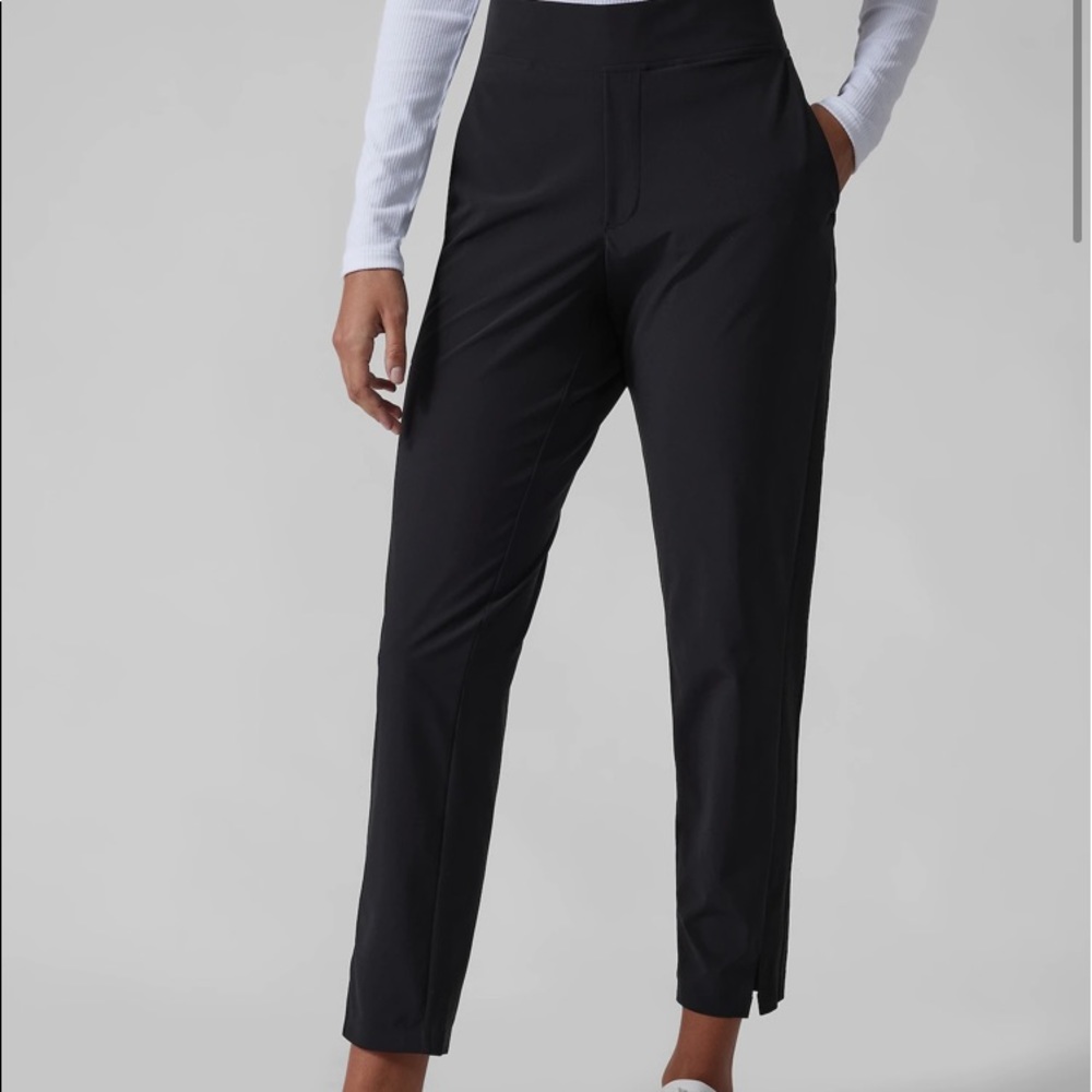 Athleta Brooklyn Ankle Pant Black Golf Lightweight Athleisure Size 14 No iron